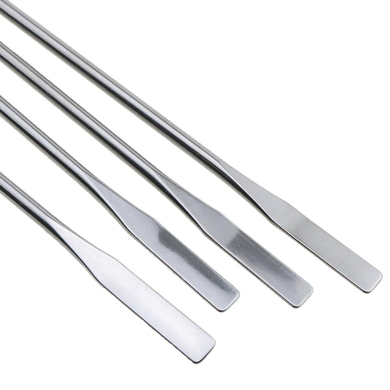 heyous 4PCS 150mm/5.9inch Laboratory Miniature Dual Head Spatula Semi Miniature Spatula Tapered Arrow Flat Head Silver Stainless Steel Miniature Dual Head Spatula Suitable for Science Lab and Craft - Image 4